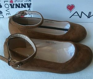 Girl's Camel Suede Close Toe Ankle Strap Shoes